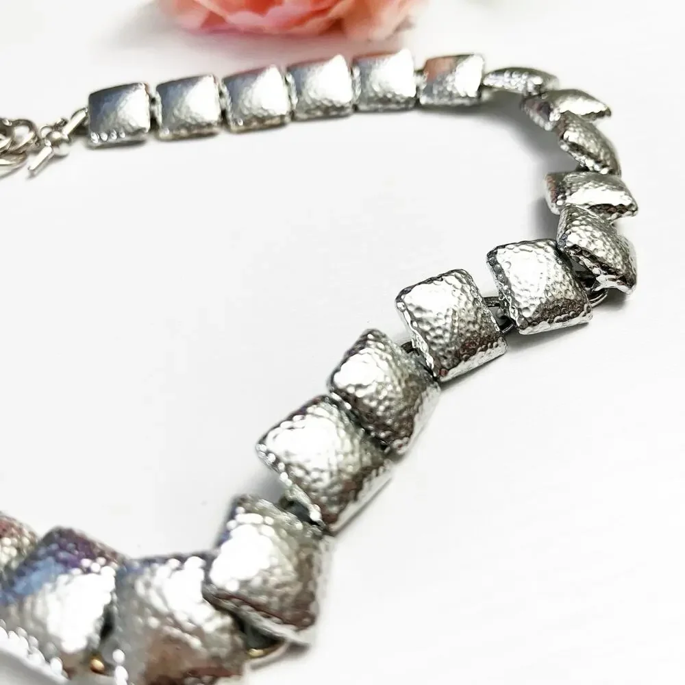 Anne Klein II Vintage Silver Tone Textured Necklace